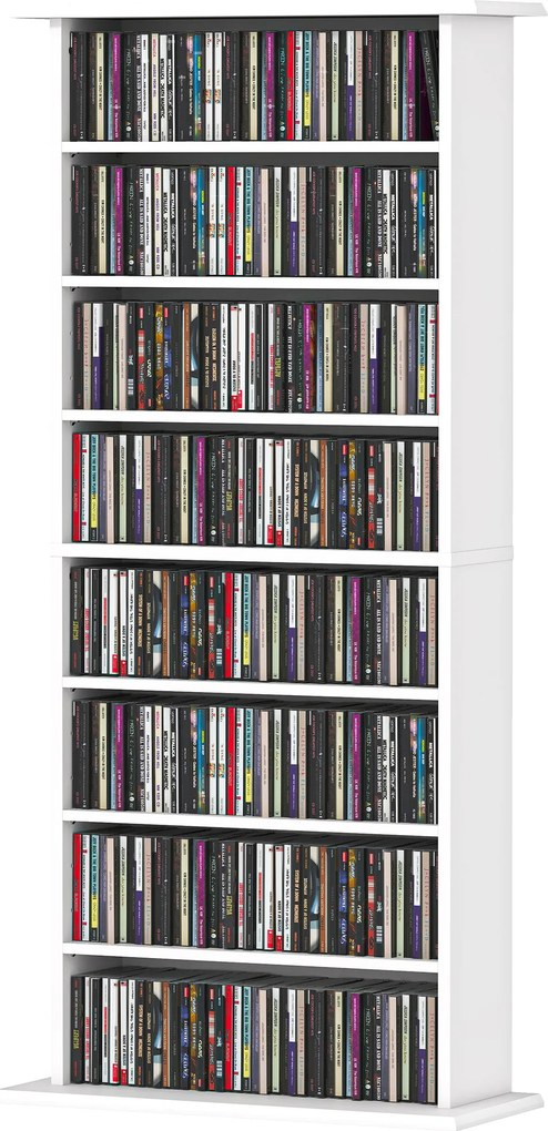 HOMCOM Unitate de Stocare 360 CD/185 DVD/185 Blu-ray - Alb | Aosom Romania