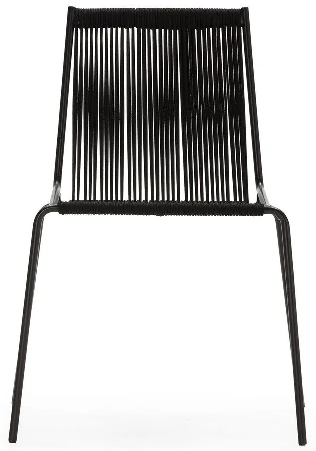 Scaune de dining negre stivuibile 2 buc. din metal Emily – Marckeric