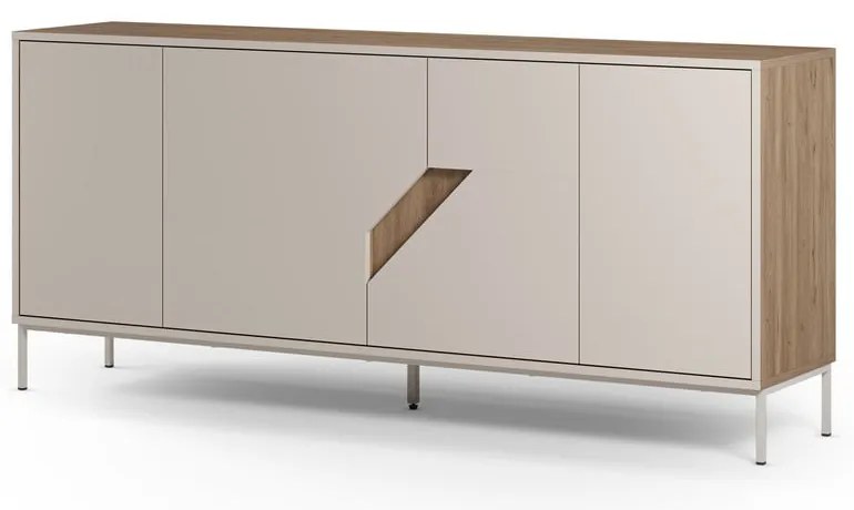 Comodă crem/în culoare naturală cu aspect de lemn de stejar 180x80x40 cm Lilou – Marckeric