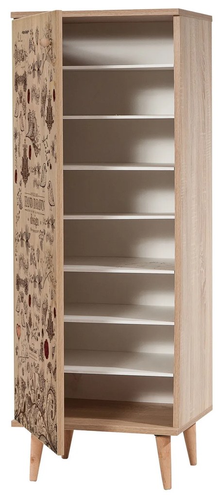 Mobilier pentru hol Feliz 731 (Stejar sonoma + Piatră). 1089414