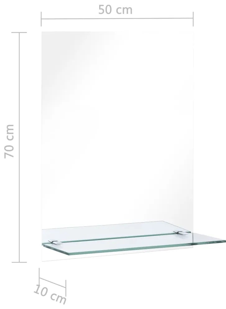 Oglinda de perete cu raft, 50 x 70 cm, sticla securizata 1, Dreptunghiular, 50 x 70 cm