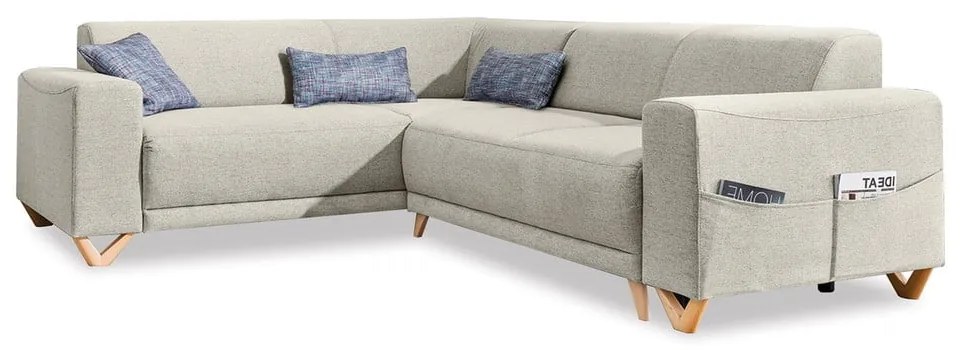 Colțar bej extensibil/cu spațiu de depozitare (cu colț pe partea stângă/în formă de ”L”) Classy Sophie – Miuform