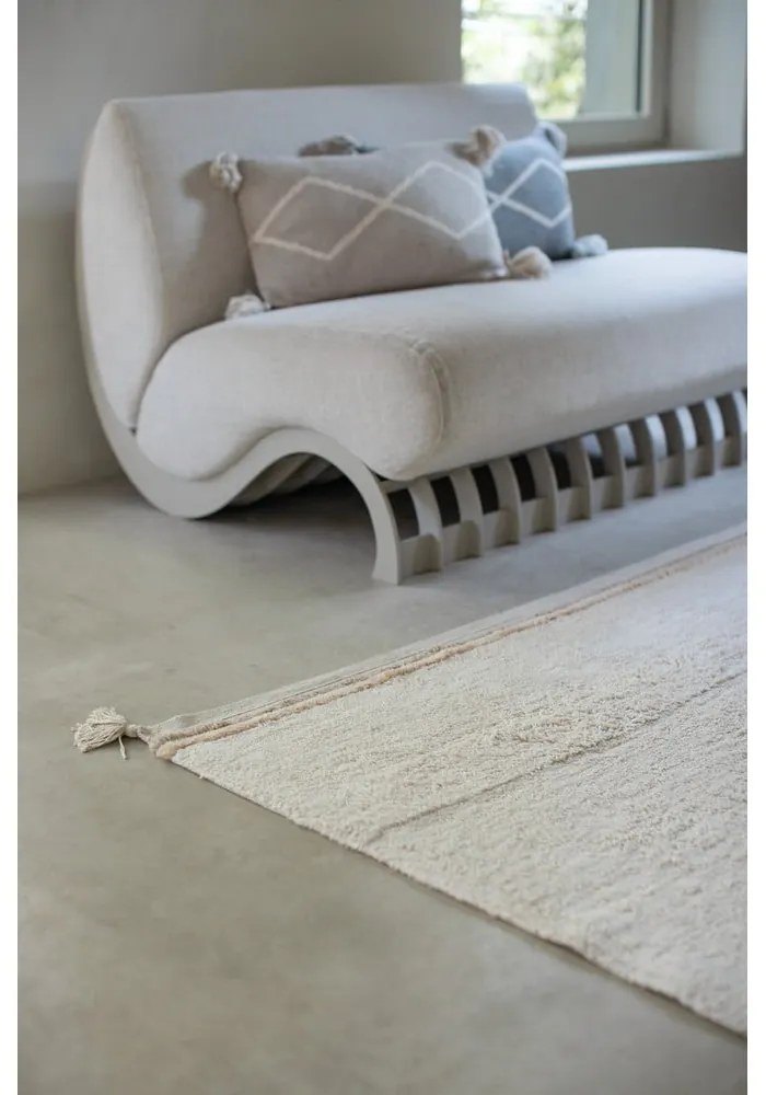 Covor crem lavabil/țesut manual din bumbac 140x200 cm Bloom Natural – Lorena Canals