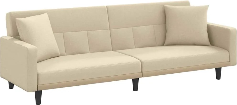 vidaXL Canapea extensibilă, cu perne, crem, material textil