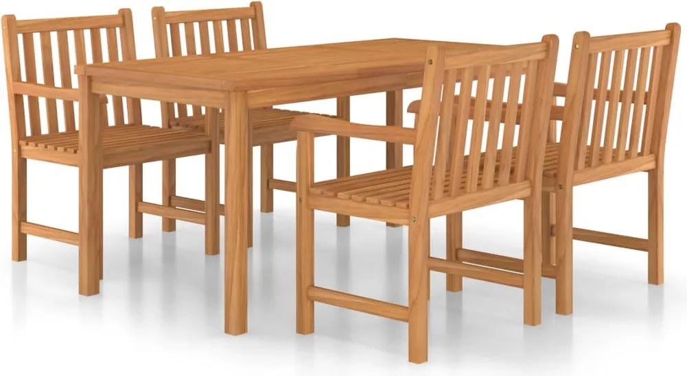vidaXL Set de mobilier de grădină cu 5 piese, 160x80 cm, lemn masiv de tec