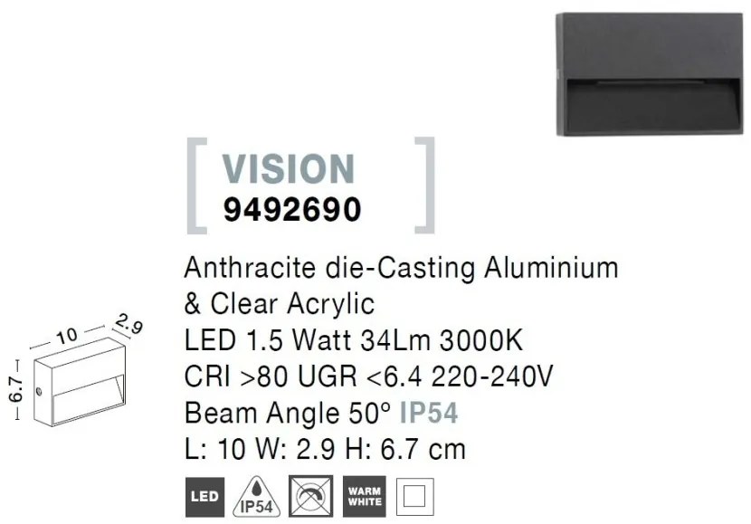 Aplica de perete pentru iluminat exterior IP54 VISION