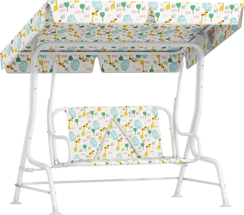 AIYAPLAY Leagăn pentru Copii cu Copertină Reglabilă și Centură de Siguranță, 120x112x75 cm, Alb | Aosom Romania