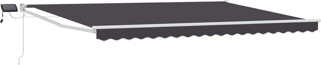 vidaXL Marchiză retractabilă manuală cu led-uri Antracit 4 x 2 m