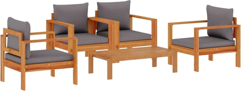 vidaXL Set de canapele de grădină cu perne, 5 buc., lemn masiv acacia