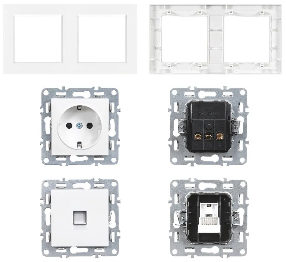 Priză Nova cu împământare 16A 250V UTP cu cadru alb