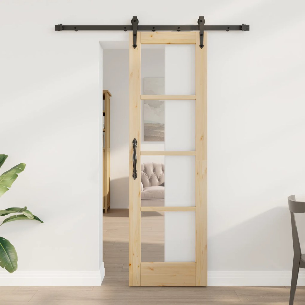 vidaXL Ușă glisantă Manual ORKDAL Maro 61 x 198.5 cm Lemn și metal