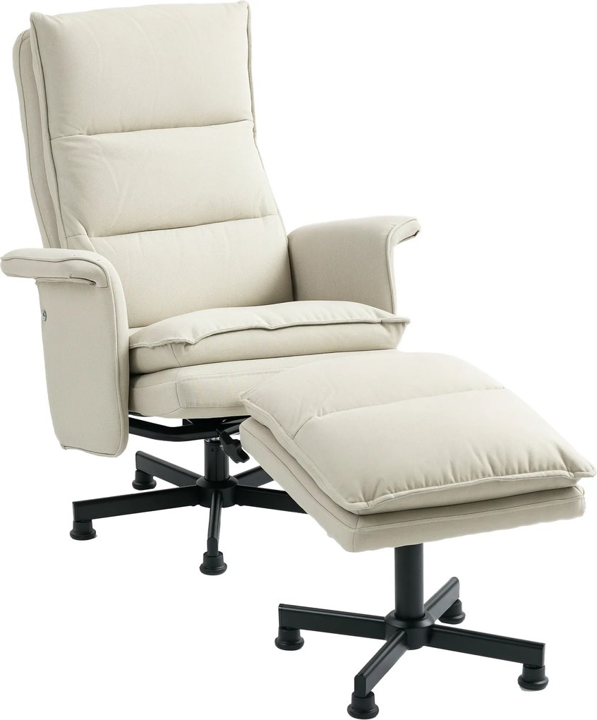 HOMCOM Fotoliu de masaj electric relaxant cu suport pentru picioare și telecomandă material tip in 78 x 93 x 99 cm bej | Aosom Romania