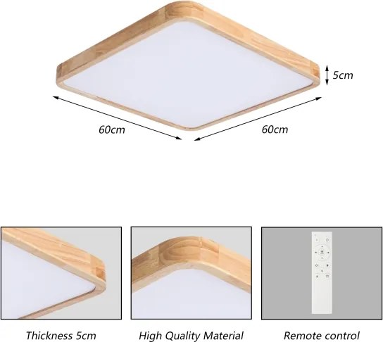 Brilagi - Lampă LED dimabilă WOODLINE SQUARE LED/80W/230V stejar 60x60 cm + telecomandă