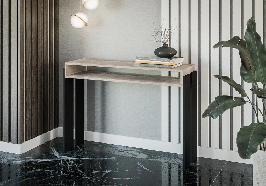Măsuță consolă Ramea (Stejar platinum grange + Negru). 1055238