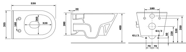 Sapho - Vas WC suspendat cu pulverizator bidet, ceramică, negru mat