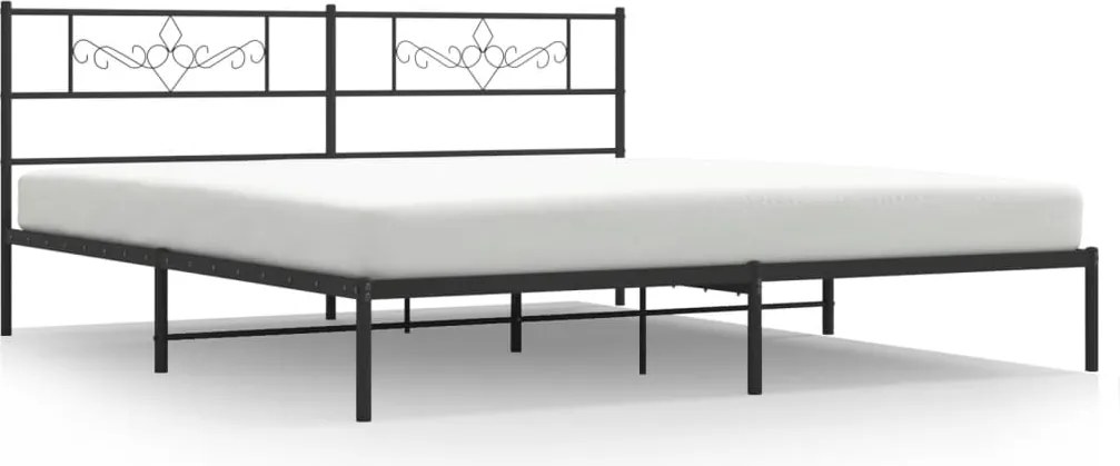 vidaXL Cadru de pat metalic cu tăblie, negru, 180x200 cm