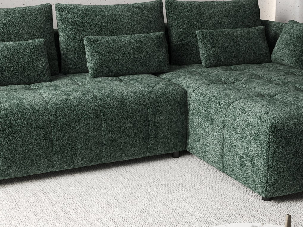 Colțar extensibil dumonde cu ladă de depozitare si sezut confortabil din spuma high-density, Malta Euphoria Green 235x185 cm