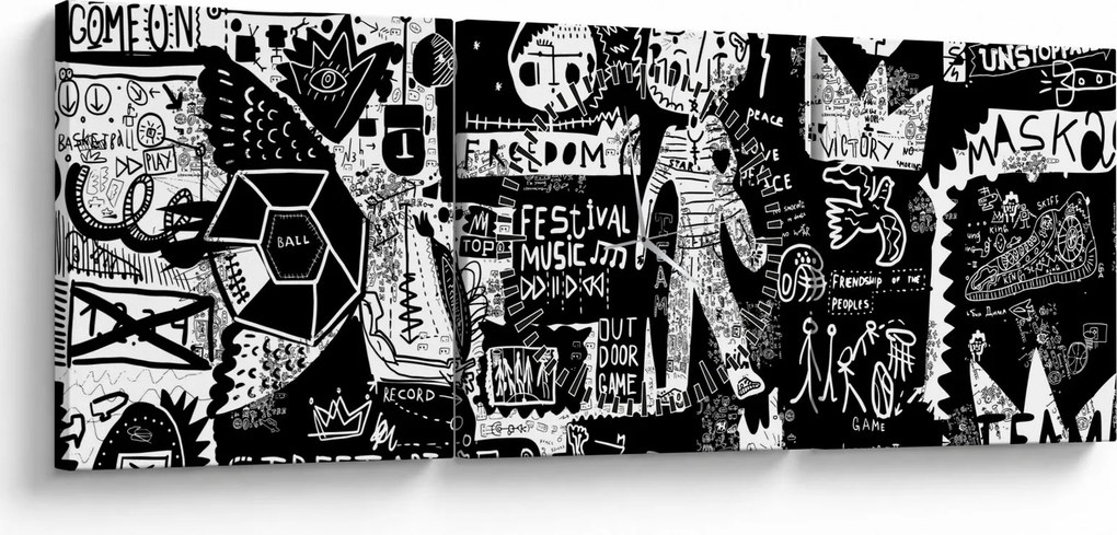 Tablou - Graffiti (cu ceas) (90x30 cm)