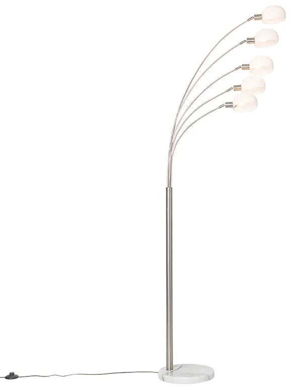 Lampă de podea de design din oțel cu sticlă opală 5 lumini - Sixties Marmo