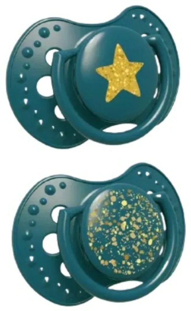Lovi Silicon dinamic suzete 3-6m, Praf de stele - verde