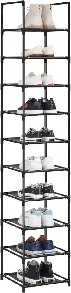 Suport pantofi, 33 x 33 x 173 cm, metal / textil, negru, Songmics