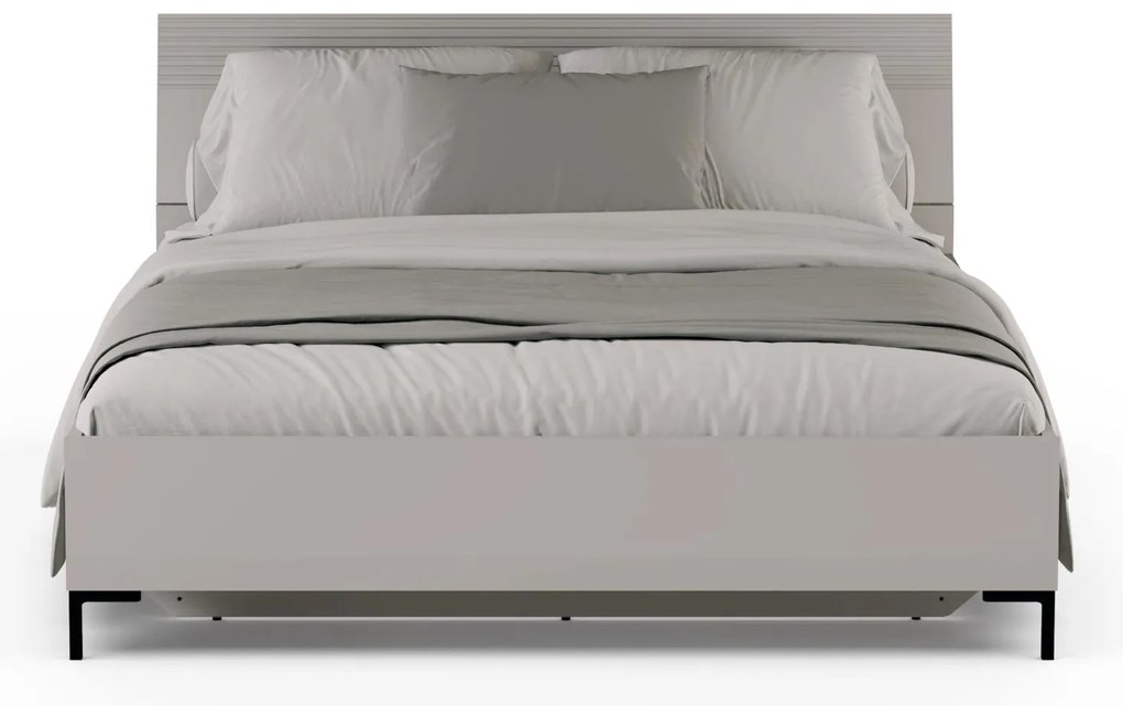 Pat matrimonial 160 cm Demandaron (taupe + stejar silverjack) (cu somieră) (cu sp. depozitare). 1116818