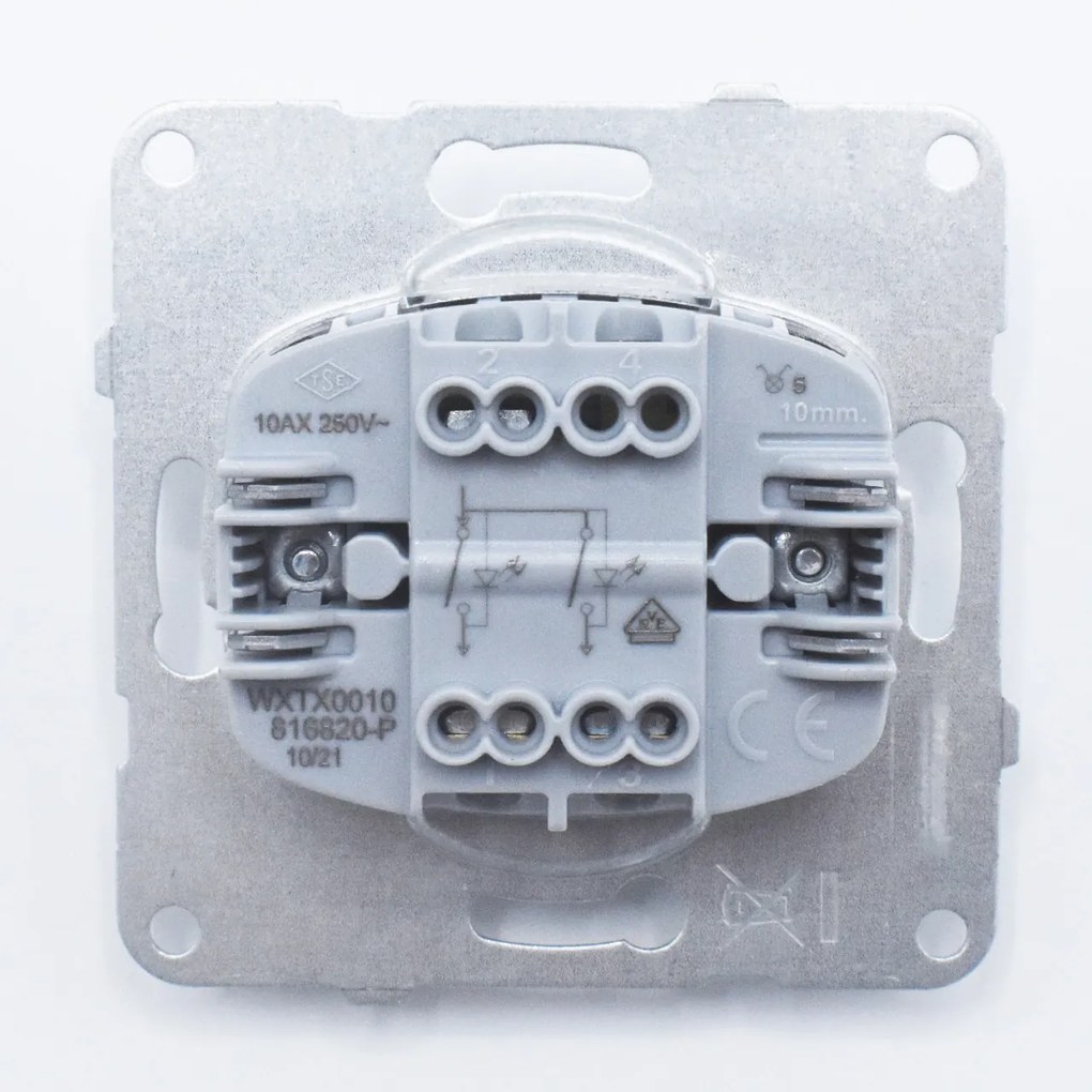 Intrerupator dublu cu led, 10A, IP20, Grafit, Panasonic Arkedia Slim/Karre Plus Plus