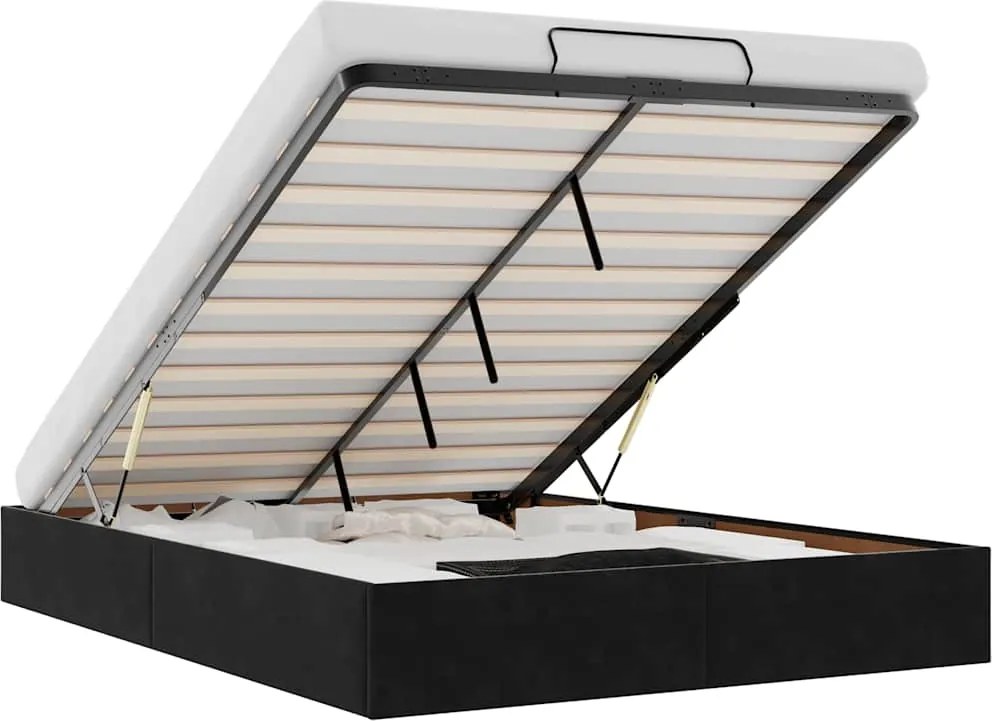 vidaXL Cadru de pat otoman fără saltea Negru 140x190 cm catifea