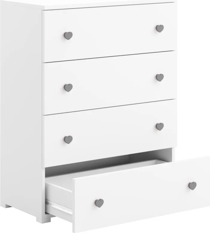 Comodă cu patru sertare, 80x40x102cm, ELZA, ADRK Furniture (Culoare: Alb / Gri)