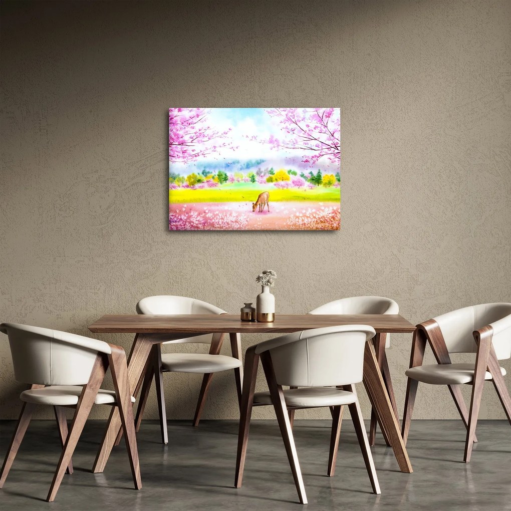 Tablou - Căprioară pictată, acuarelă (70x50 cm)