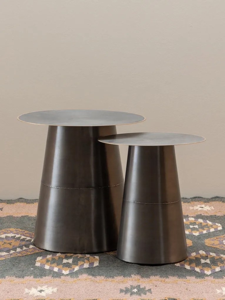 Set 2 masute laterale din metal, cu aspect vintage, Jiggy