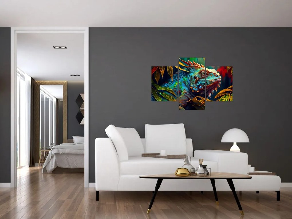 Tablou - Iguana colorată (90x60 cm)