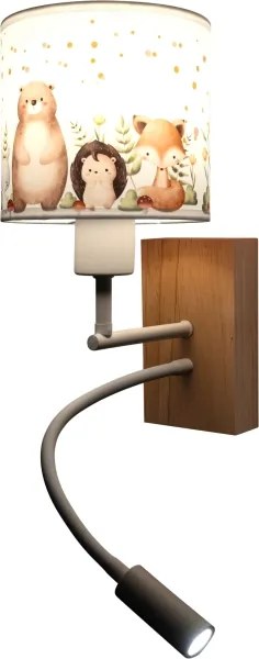 Brilagi - Lampă LED flexibilă BOBO WOOD 1xE27/25W/230V + LED/3W stejar/alb/cu motive animale