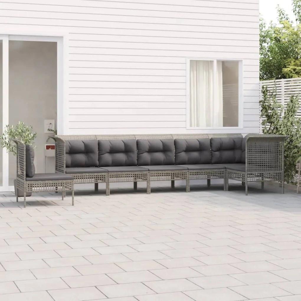 3187526 vidaXL Set mobilier de grădină cu perne, 7 piese, gri, poliratan