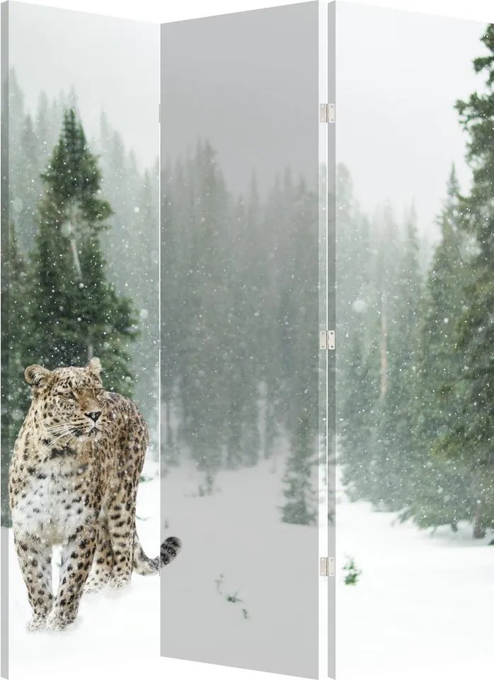 Paravan - Leopard în zăpadă (126x170 cm)