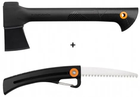 Set de topoare Fiskars Solid A6 și ferăstraie degrădină SW16, 2 buc.