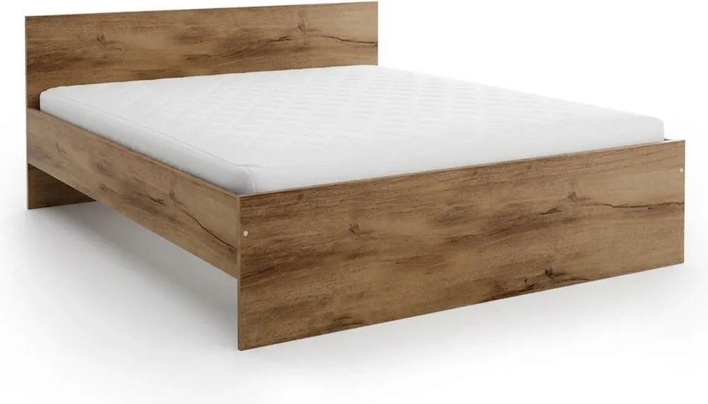 Pat ELISA 120 x 200 cm, stejar artisan Saltele: Saltea Sommera 18 cm, Somiera pat: Cu lamele curbate