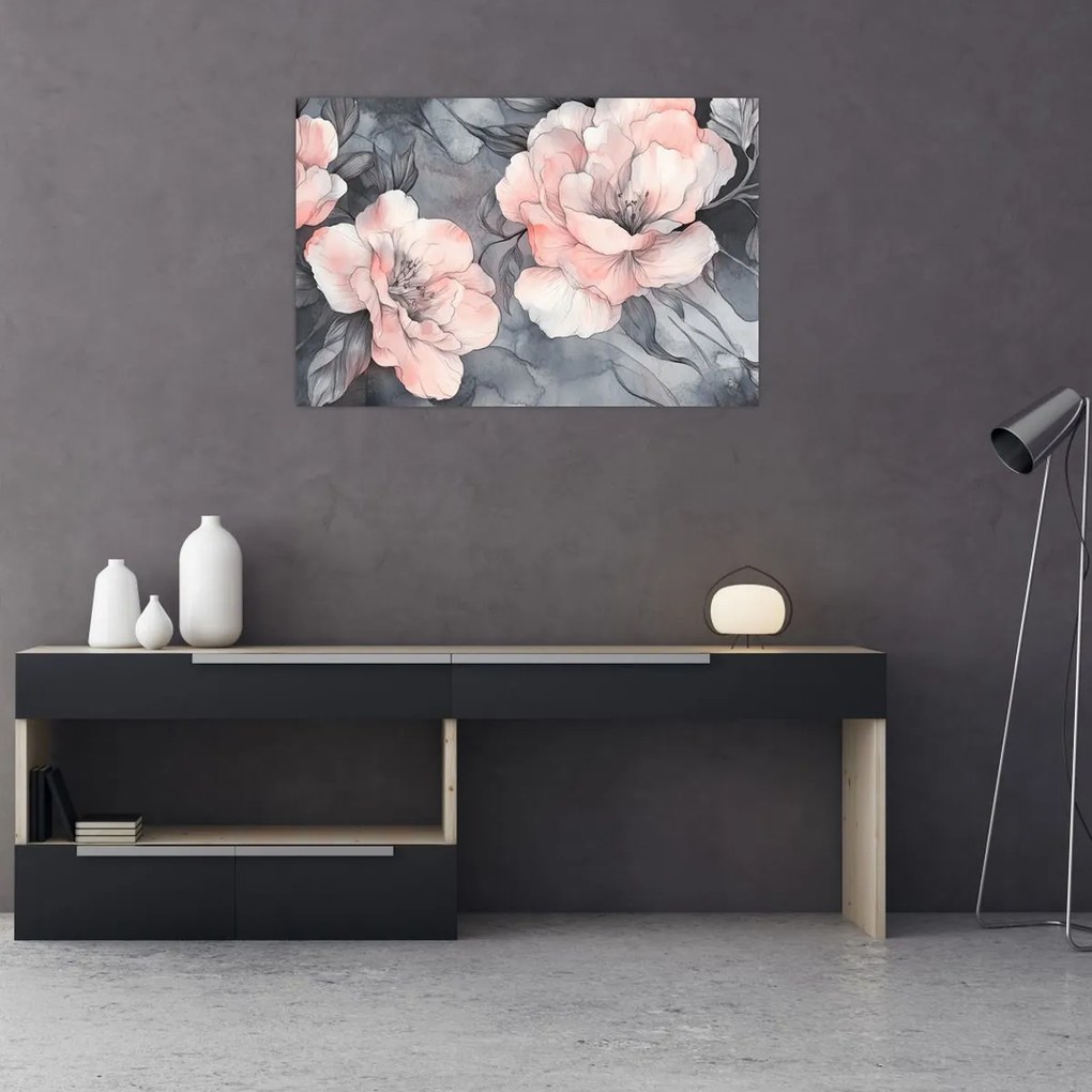 Tablou - Schiță de flori (90x60 cm)