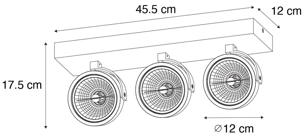 Spot de design bronz închis cu 3 lumini rotativ și înclinabil - Go