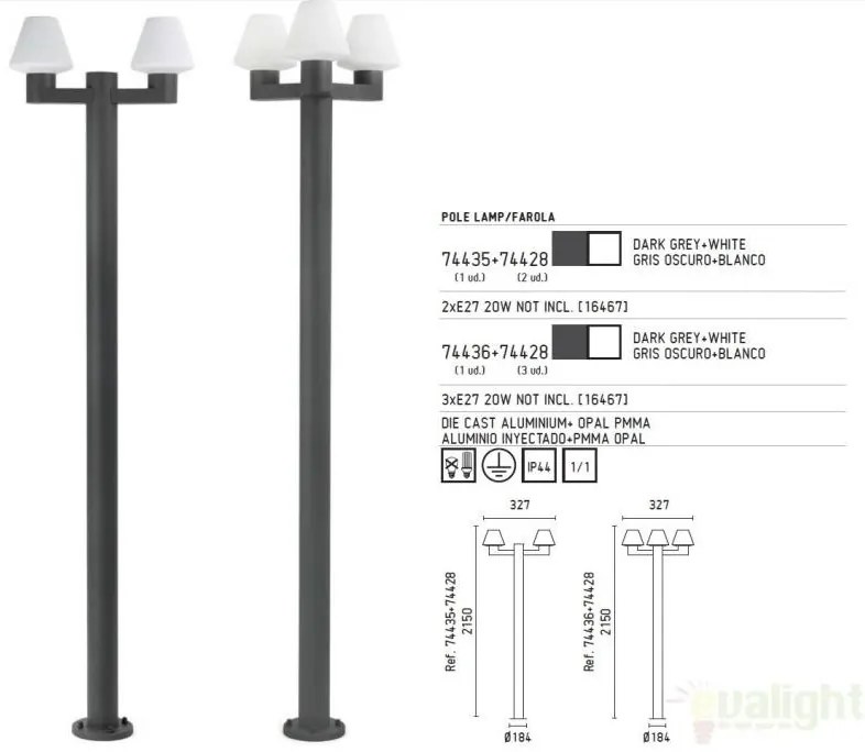 Stalp exterior 74436+trei globuri 74428 Mistu