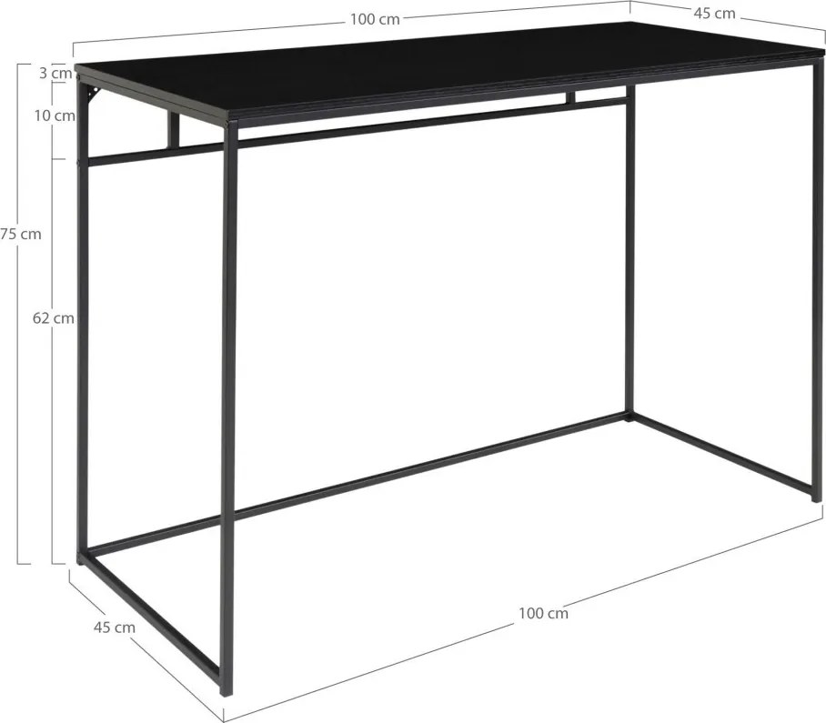Birou Vita cu cadru negru 100x45x75 cm