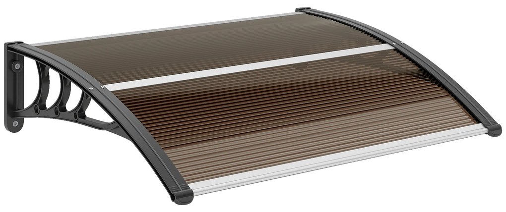 Outsunny Copertină Exterioară Impermeabilă și Anti-UV cu Placă Curbată, 75x120x23 cm, Maro și Negru | Aosom Romania