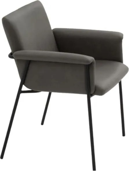 Scaun tip fotoliu Ramira, piele ecologica, structura metalica - GRI ANTRACIT