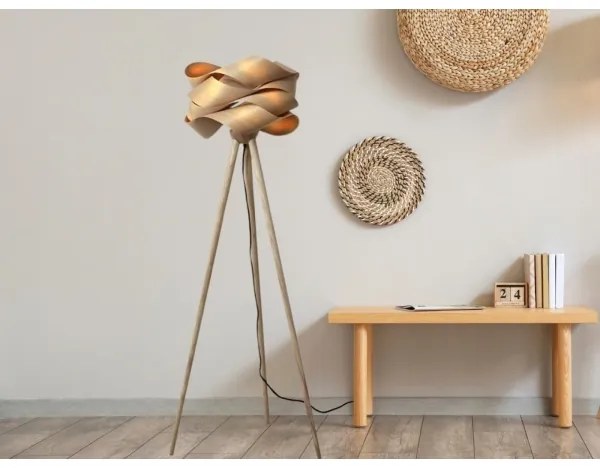 Lampă de podea din lemn, 1xE27/60W/230V, lemn masiv/furnir/frasin