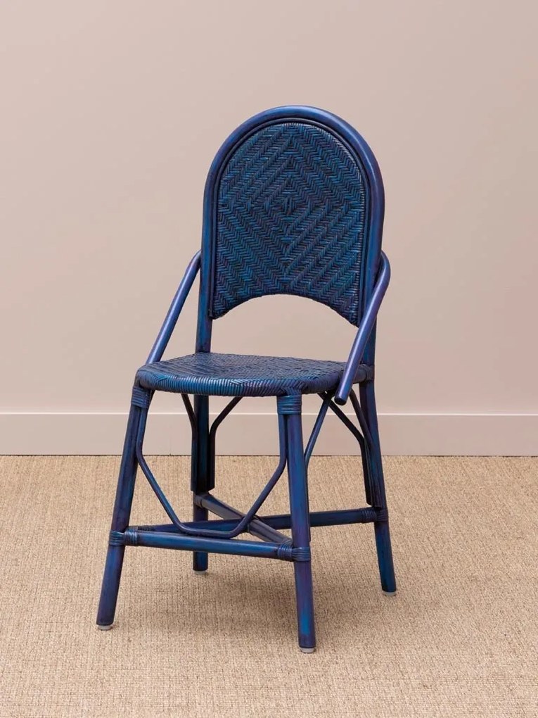 Scaun de dining albastru din rattan, "Pigmento"