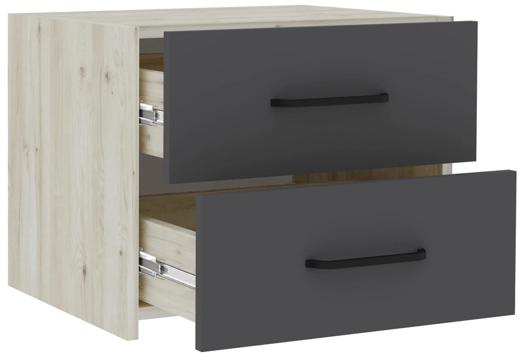 Set dormitor Malmo V9, Pat 200 x 140 cm, Stejar Alb/Antracit