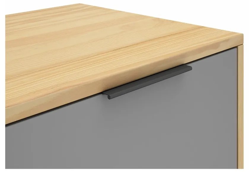 Comodă TV natural/gri/alb din lemn de pin 140x53 cm Elfa – Marckeric