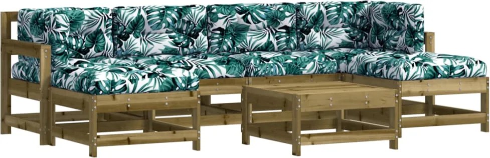 vidaXL Set mobilier de grădină cu perne, 7 piese, lemn de pin tratat