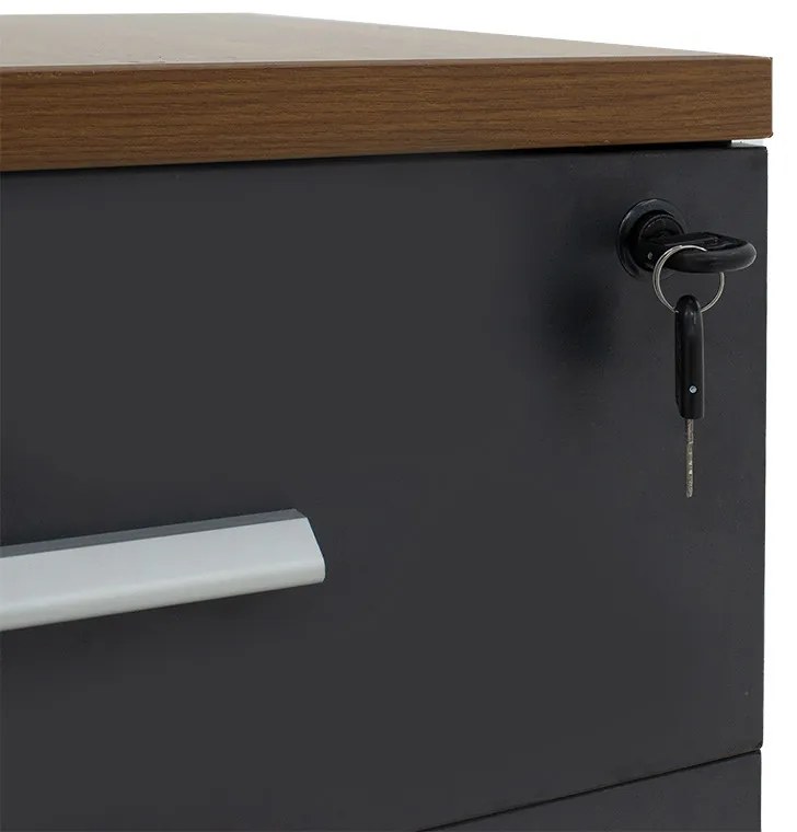 Comoda pe roti Oscar 3 sertare nuc - carbon 40x48x63cm