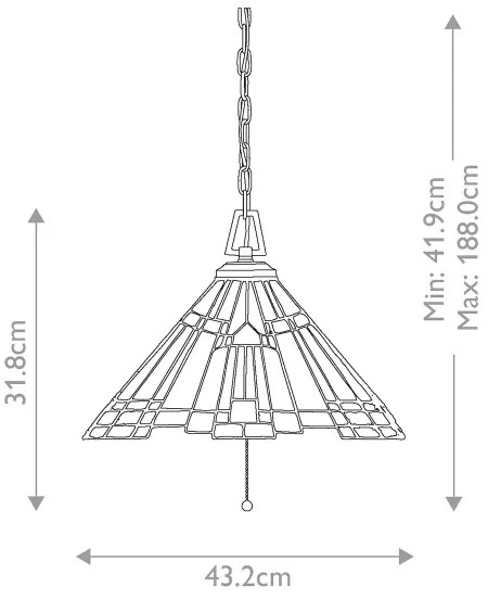 Elstead QZ-INGLENOOK-P-A - Candelabru Tiffany suspendat pe lanț INGLENOOK 3xE27/60W/230V